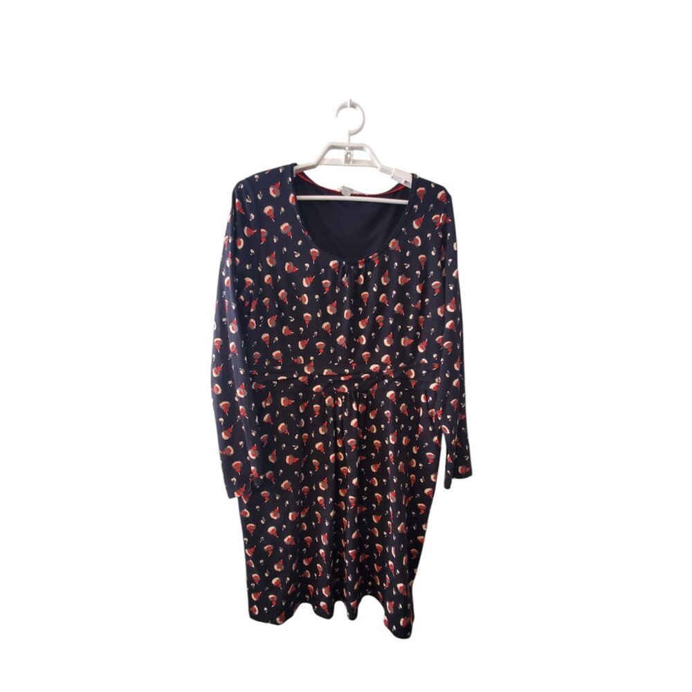 Boden Mabel Jersey knit dress womens US 14 black rosebud printed floral pockets